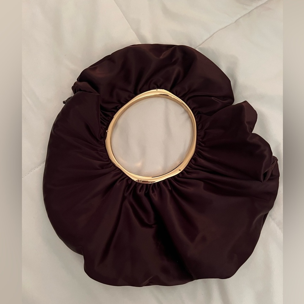 ZARA EGGPLANT SATIN EFFECT BUCKET CLUTCH BAG - Picture 4 of 5